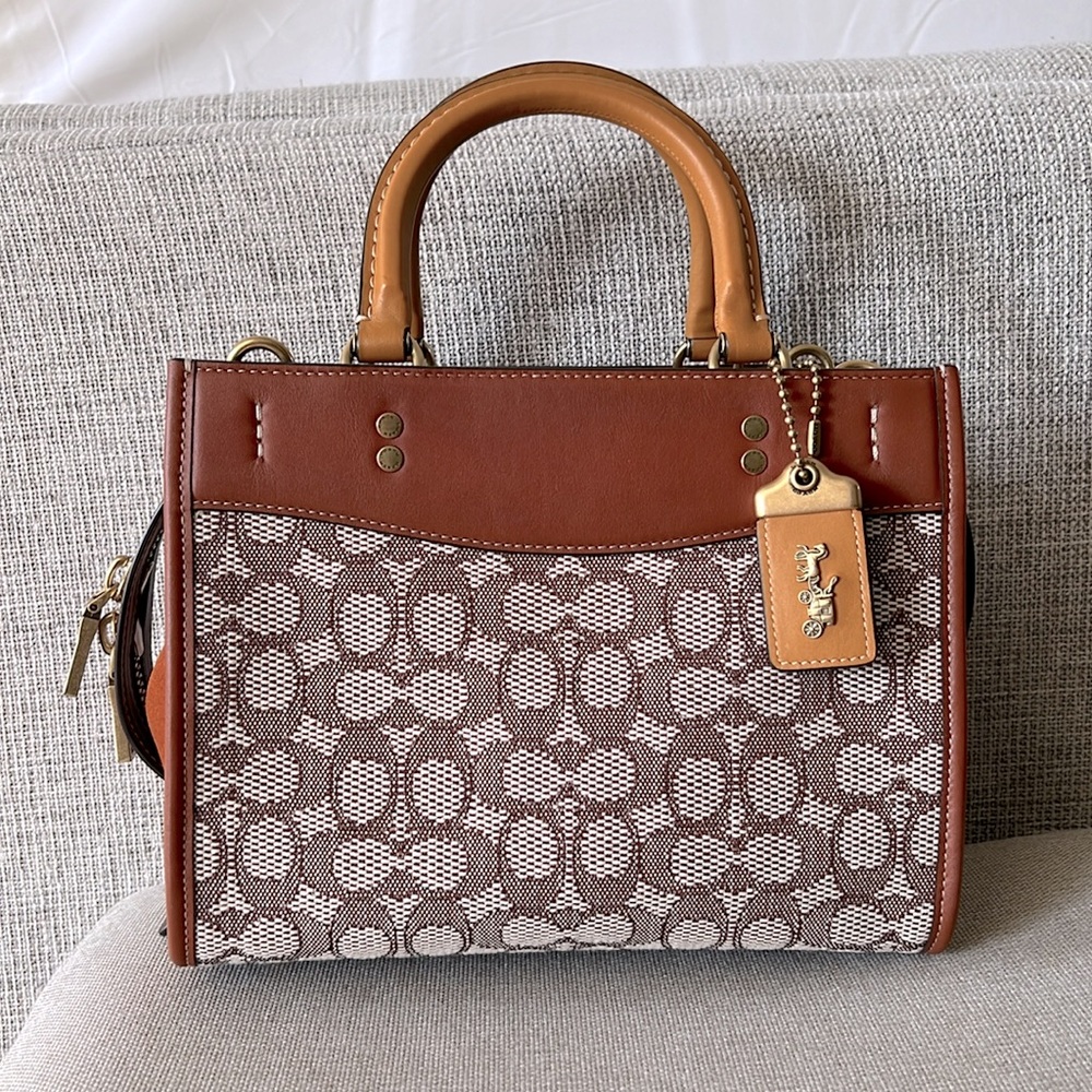 Coach Signature Rogue 25 Jacquard Canvas Textile Leather Purse Satchel Tote NWOT